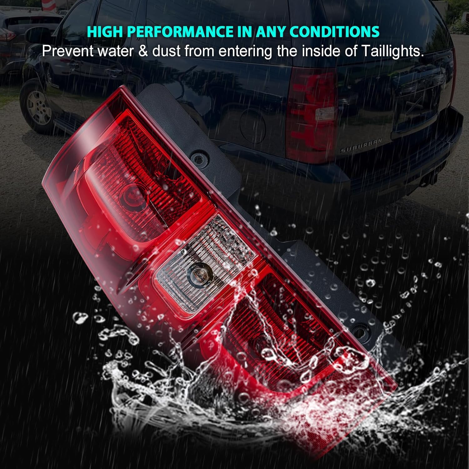 Tail Light Compatible with 2007-2014 Chevy Suburban Chevy Tahoe 1500 2500 Rear Lights with bulbs and harness OE Style Driver Side GM2800196