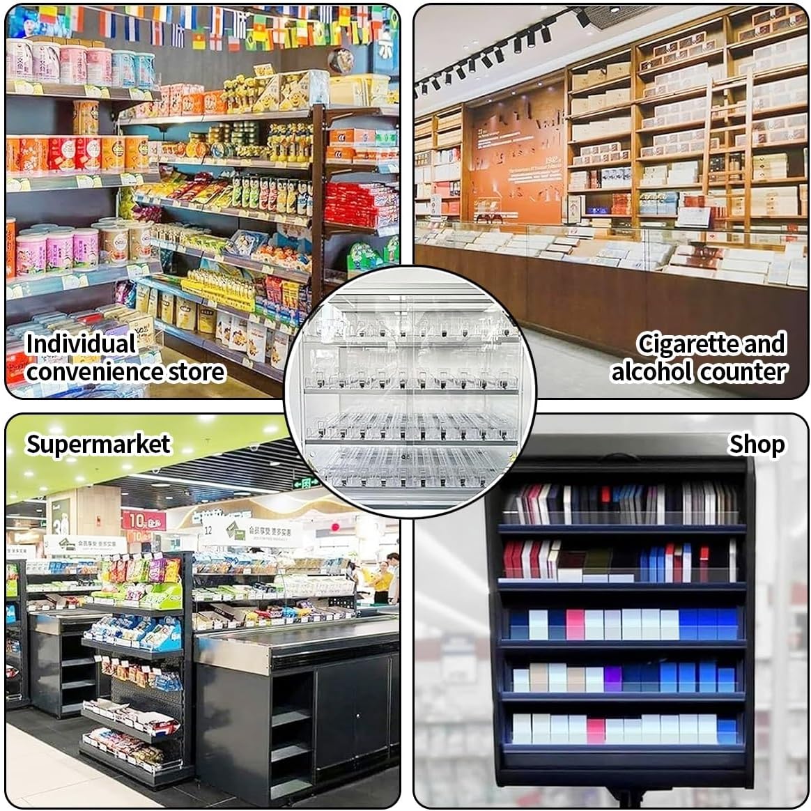 Clear Cigarette Display Holder - Automatic 3-Layer Pusher Tray for Retail, Supermarket & Convenience Store - Wall Mounted & Countertop Cigarette Shelf (12 Columns)