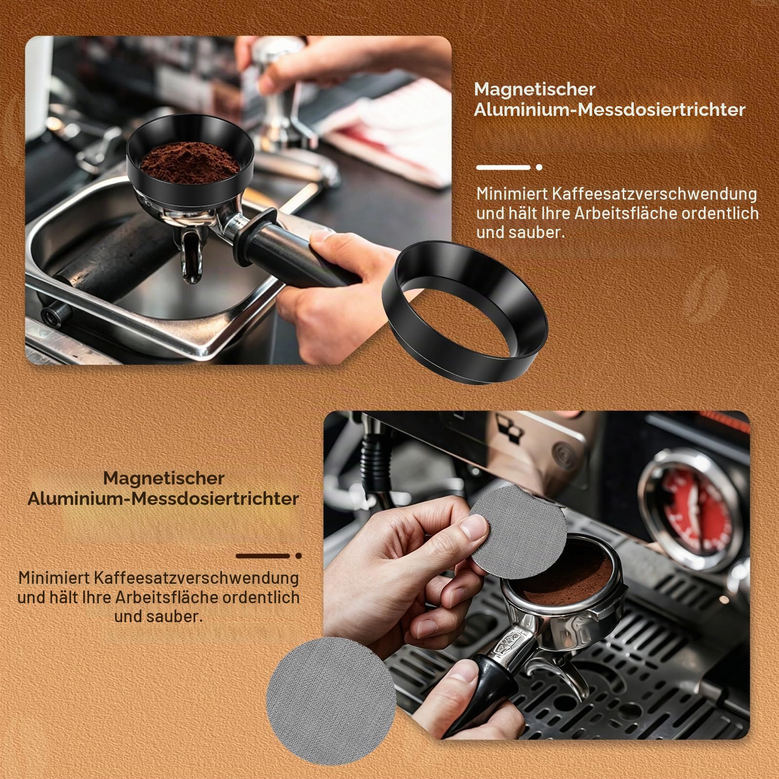 Espresso Zubehör Set 8-teilig, 51mm Kaffee Tamper mit Tamperstation und WDT Werkzeug, Verteilwerkzeug & Dosierring für Siebträger, geeignet für Breville und Delonghi