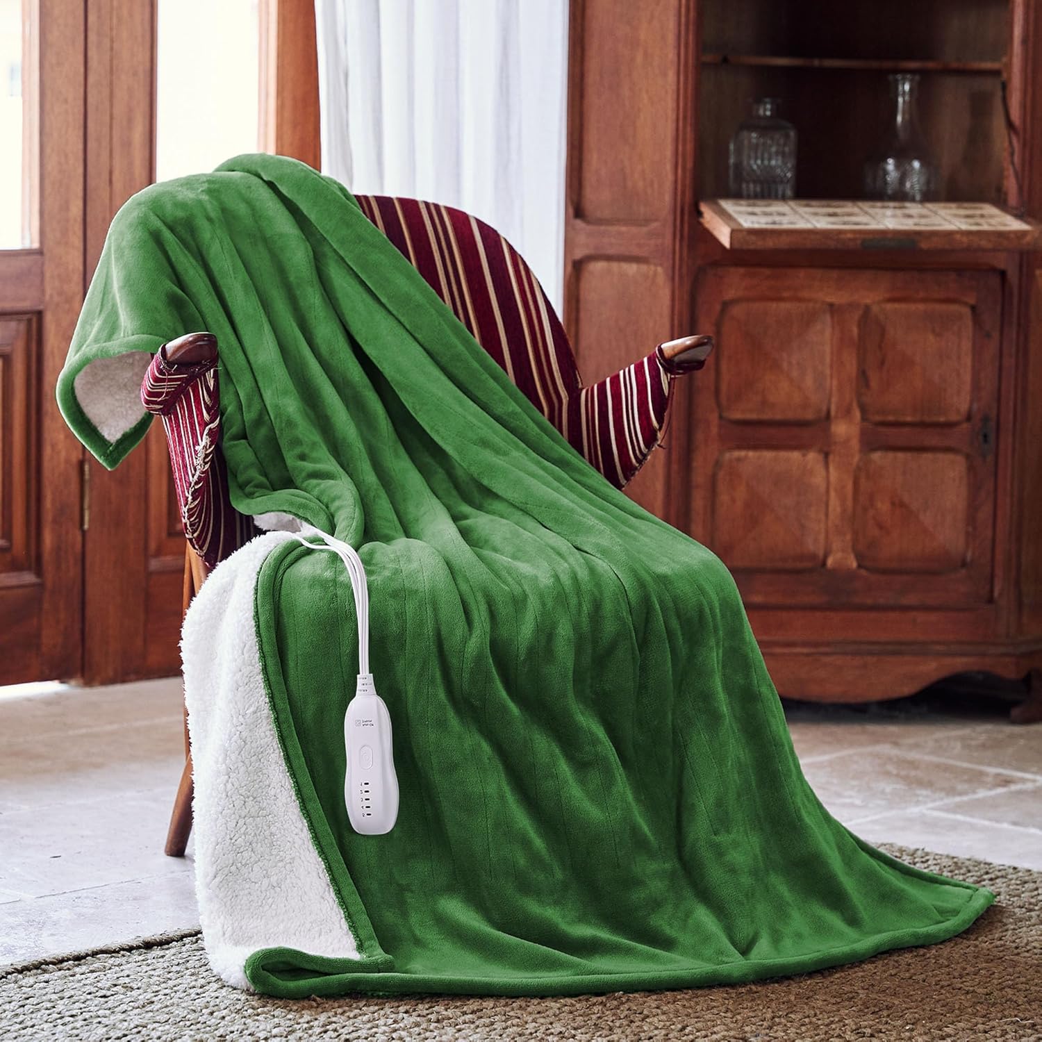 Heated Blanket 50”x60”-Soft and Comfortable Electric Throw,5 Heat Settings and 3H Auto Shut-Off Heating Blanket ETL&FCC Certification Machine Washable (Green)