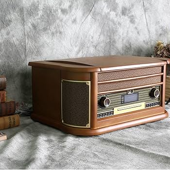 完全OneOff 1980 TS ZIROU 810 Drewniany gramofon vintage 7 w 1, odtwarzacz na kasety