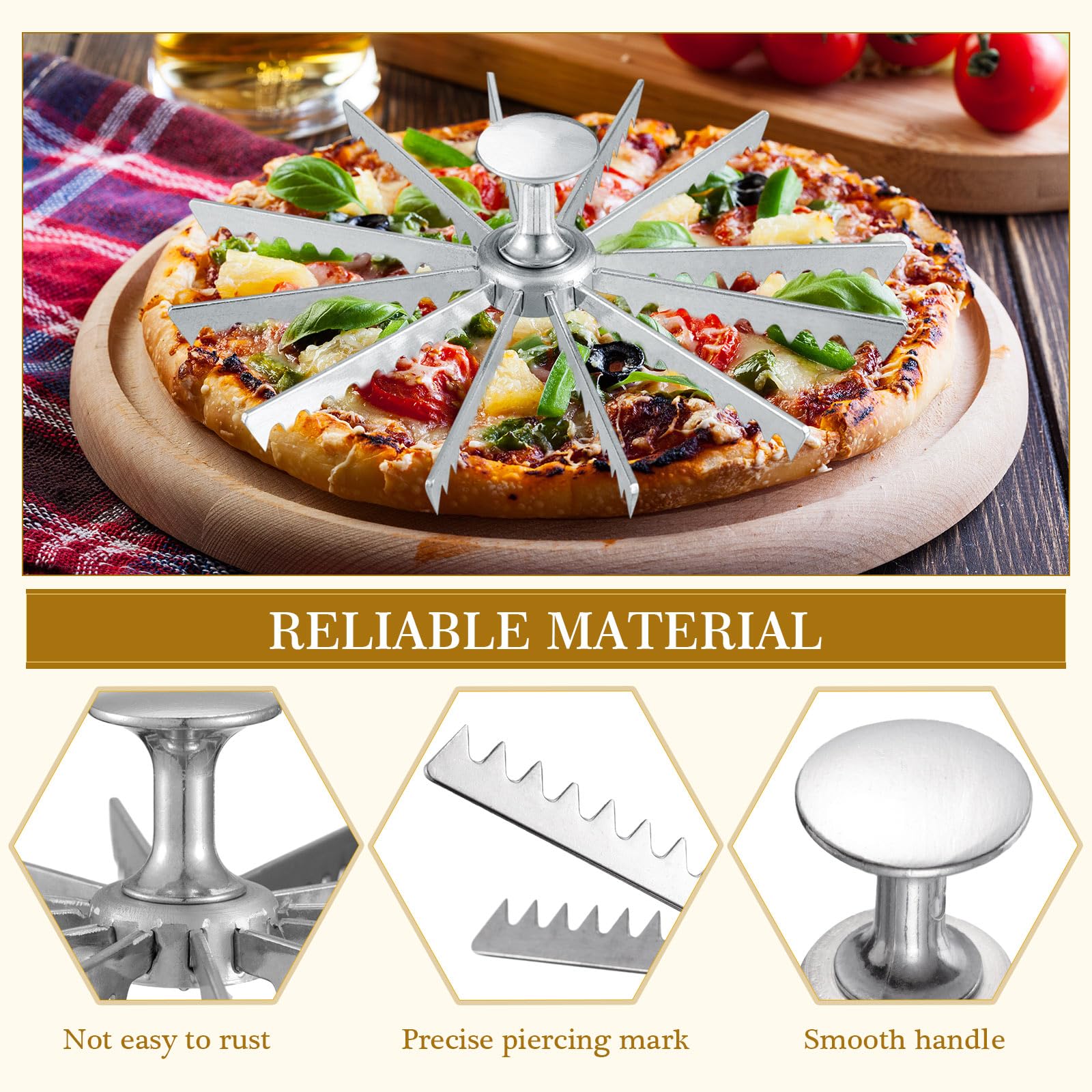 Hushee Torten- und Kuchenmarker, Aluminiumlegierung, Richtlinie und Portionstrenner, Kuchenschneider, Silber, Tortenschneider, Backutensilien, Küchenzubehör, Kochzubehör für Pizza (12 Schnitte)
