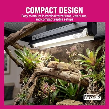 Arcadia T5 UVB Reptile Light Fixture Kit 22.5 Long 24 Watts 12% UVB Desert Complete UVB Light for Reptiles, Turtles, Snake, Bearded Dragon Lamp, Long Lasting Easy to Use Professional Lighting