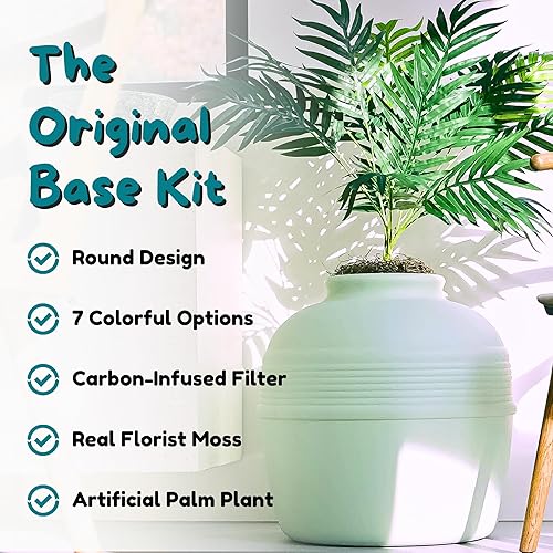 Miniatura 187 de Good Pet Stuff Kit original de caja de arena oculta y forro reutilizable, maceta redonda cerrada con plantas artificiales, sistema de filtro de olor