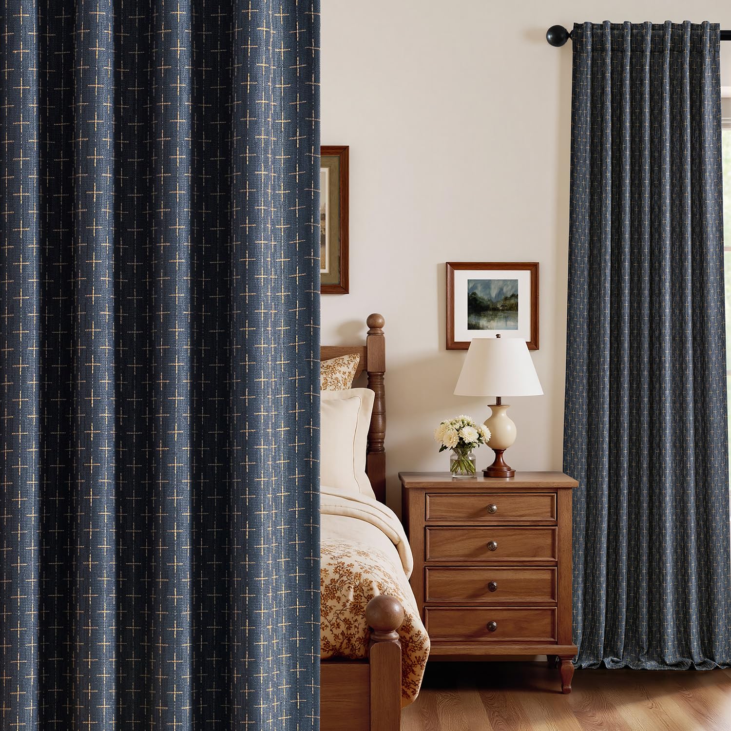 Photo 1 of MIULEE 100% Blackout Linen Curtains (2 Panels)