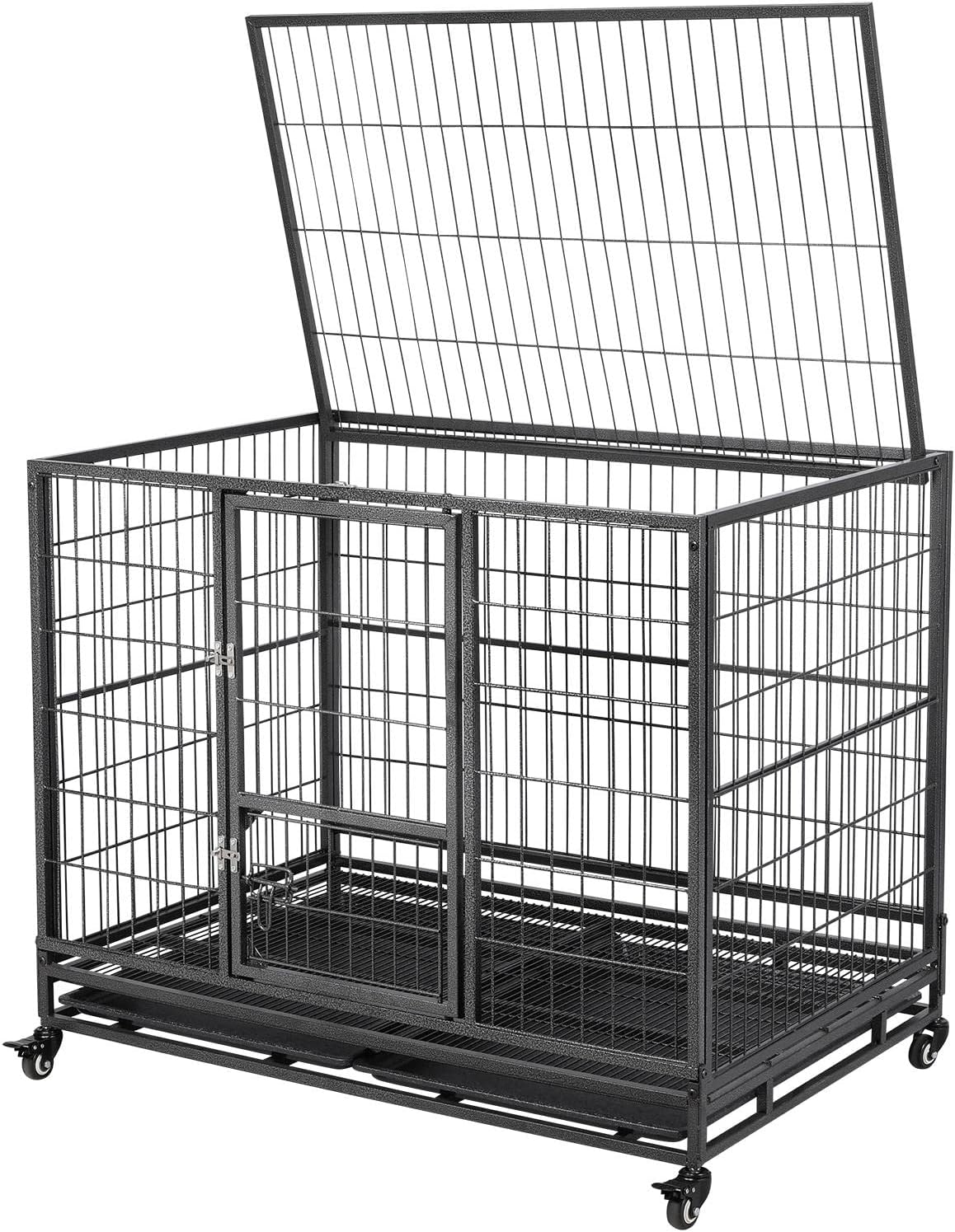 Yaheetech 43'' Large Dog Cage, Rolling Metal Dog Crate with Openable