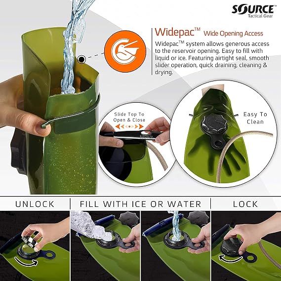 Source Hydration Bladder WXP - 3 Liter (100oz) Water Bladder with High Flow Storm Valve - Featuring All Hydration Technology Advantages (4305530003)