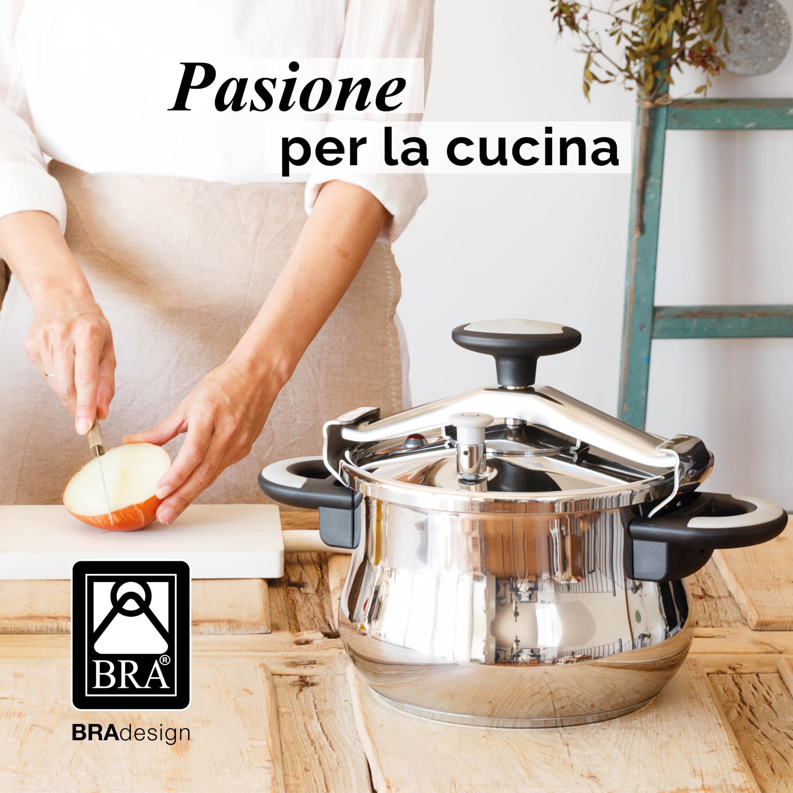 BRA - New Star, Pentola a pressione in acciaio inox 18/10, con coperchio a ponte, 11 l | Acciaio inox 18/10, 2 sistemi di sicurezza e blocco apertura, adatta a tutti i piani cottura
