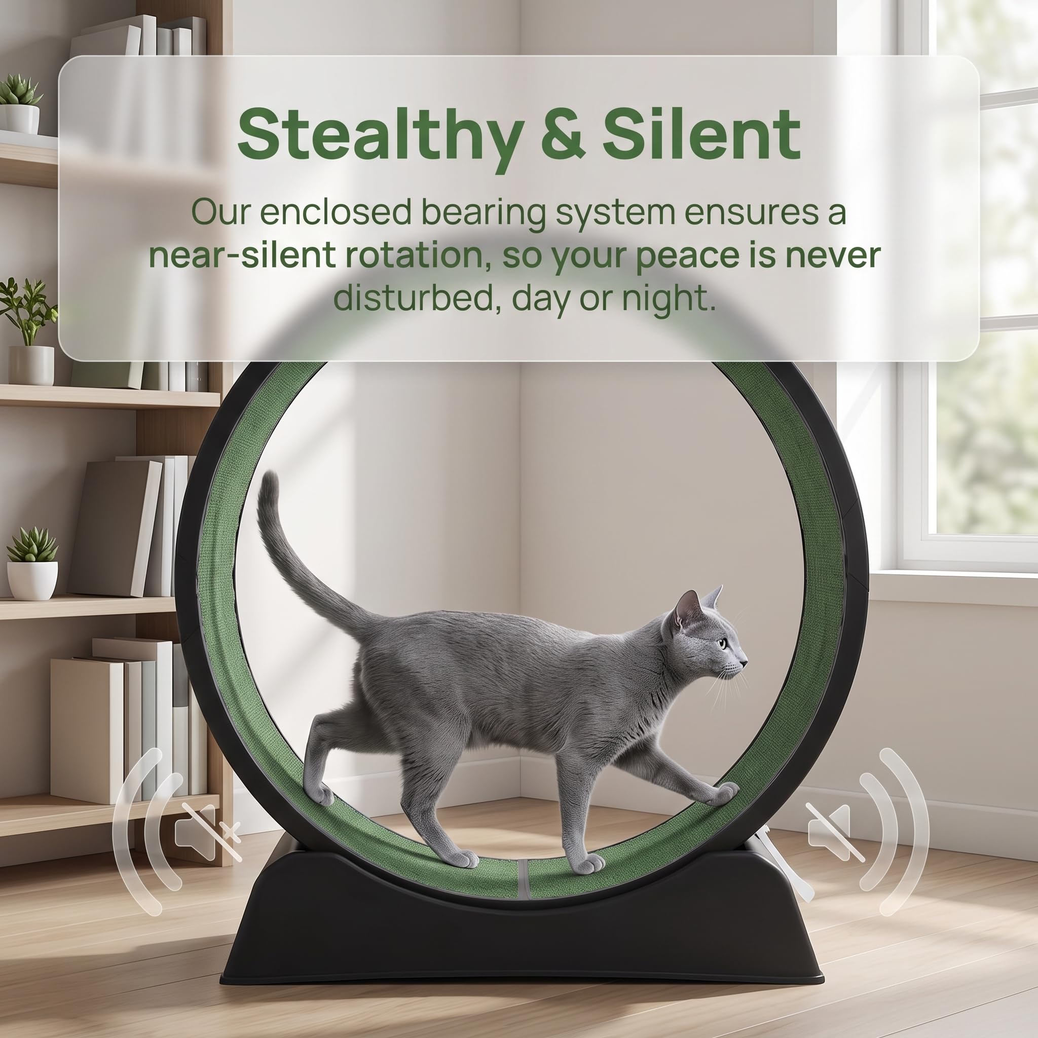 Trygoal 31.5" Cat Exercise Wheel for Indoor Cats, Silent Cat Treadmill with Safety Lock, Running Wheel with Removable Scratch Pad & Teaser Toy for view 5