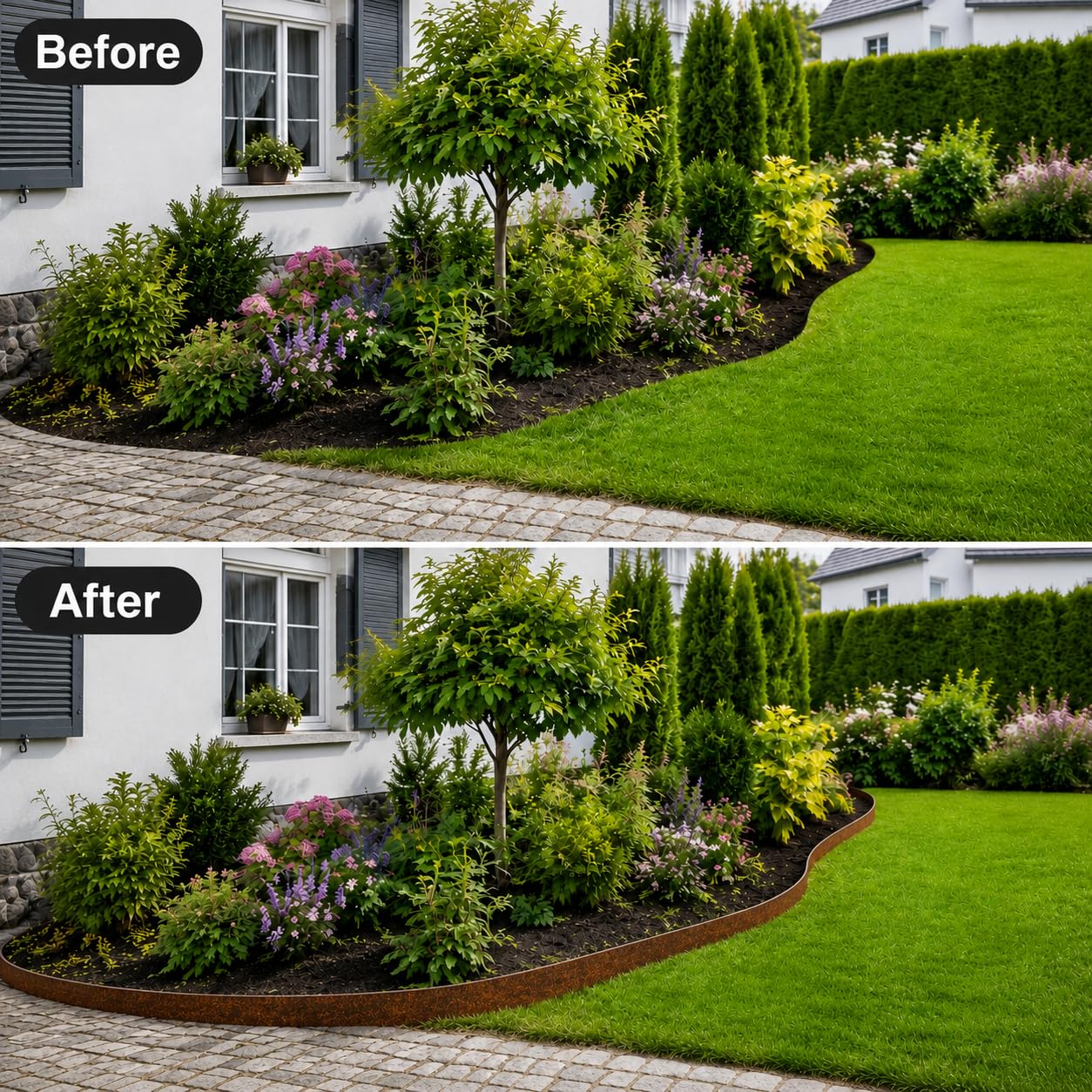 Rasenkante Metall verzinkt 15cm x 20m, Flexible Beeteinfassung Mähkante Palisade, Beetumrandung für Garten Rasen Beetbegrenzung, Rasen-Abgrenzung Rostschutz, Braun