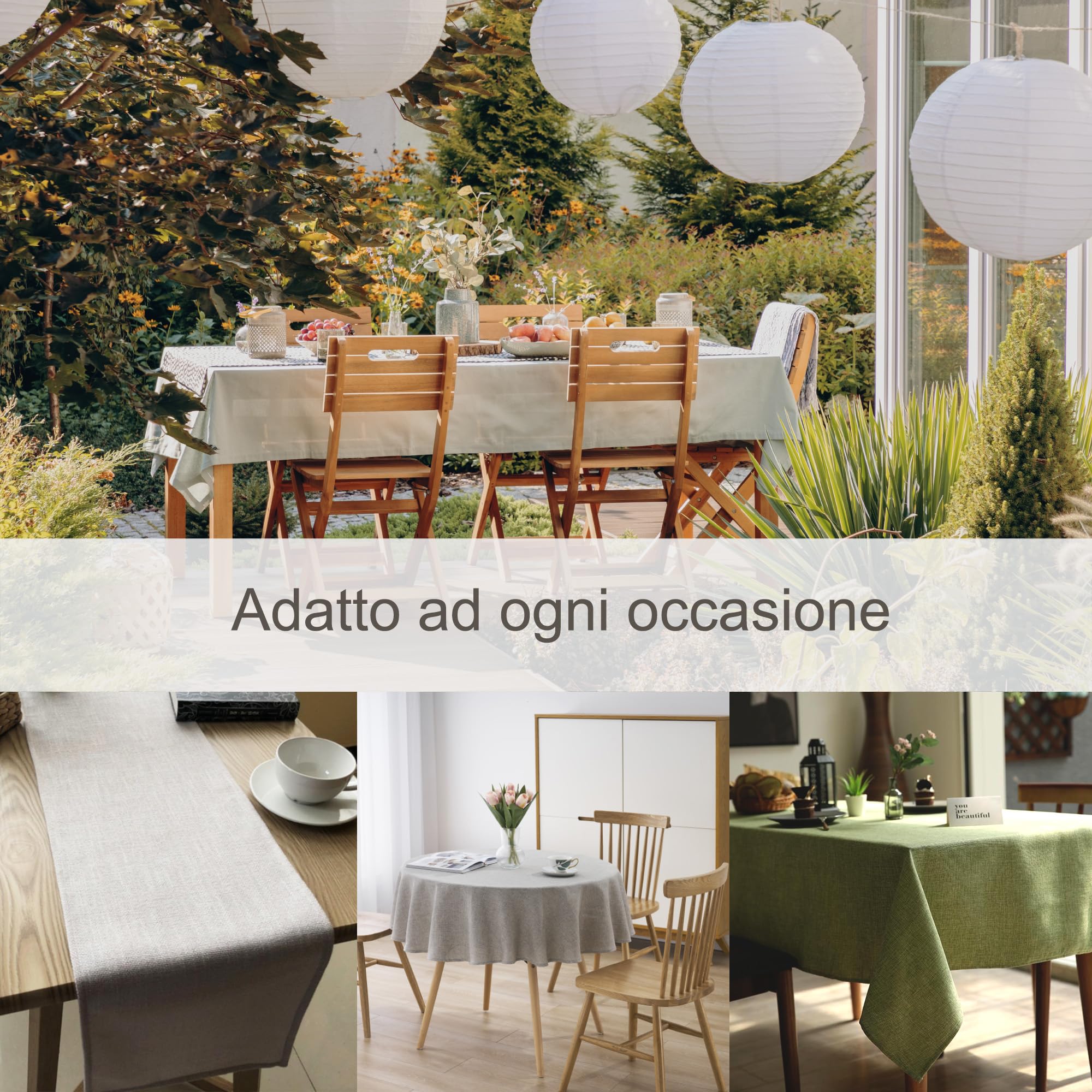 Decomira Tovaglia Antimacchia Rettangolare Effetto Lino - Facile da Lavare e Stirare - Come Tovaglia da Giardino o per Il Tavolo da Pranzo - Rosa - 150x300 cm