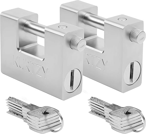 Kurtzy Vorhängeschloss Belastbar 1kg mit 10 Schlüssel (2Stk) Schloss aus Gehärtetem Edelstahl