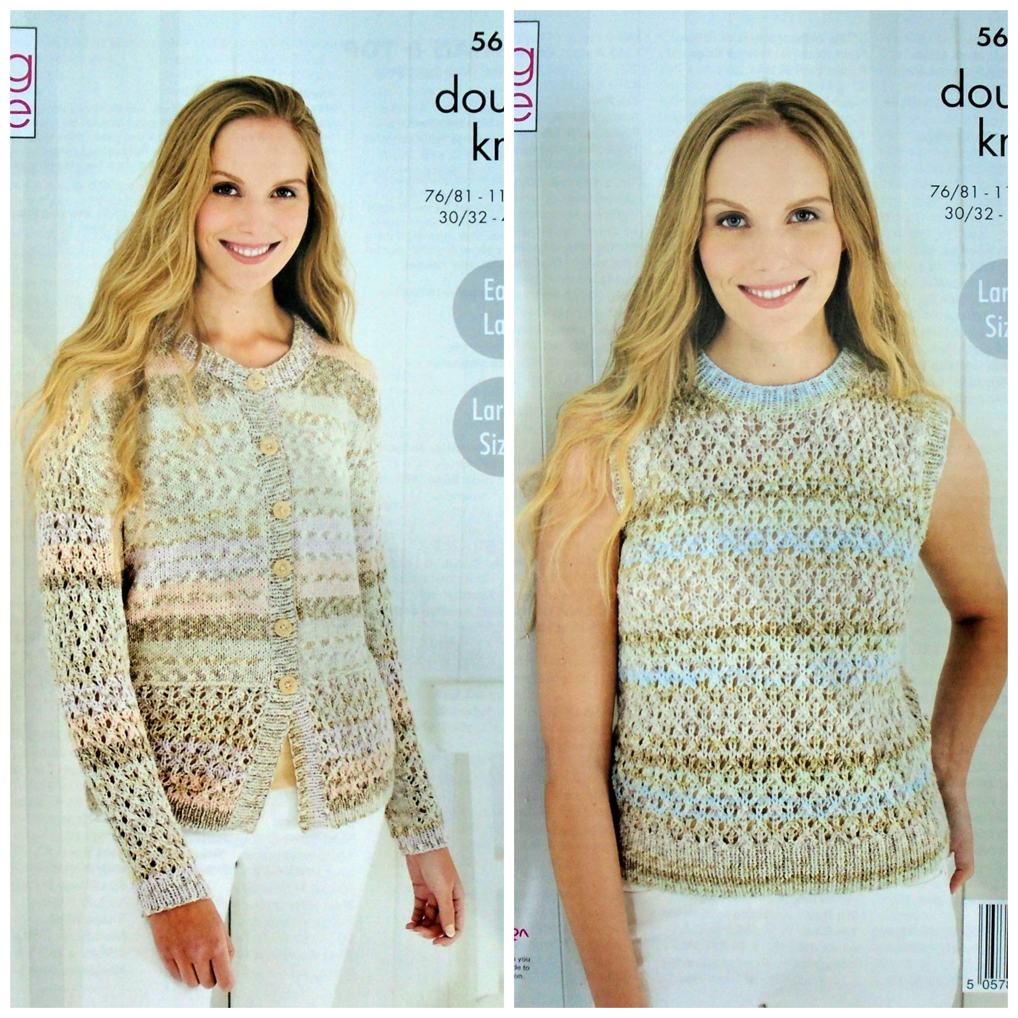 King Cole Knitting Pattern Ladies Lacy Cardigan and Top in Drifter DK 5629 Multicolor