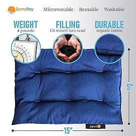 SunnyBay USA-Made 4-lbs Lava Sand Microwave Heating Pad with Organic Cotton Fabric for Cramps and Body Pain, Superior Heat Retention, Washable, Odorless, Weighted, 8x12 Inches