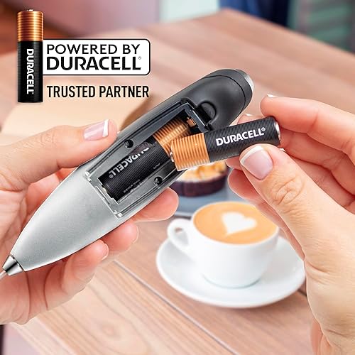 Vista 839 de Zulay Kitchen - Espumador de leche de mano con pilas AA Duracell: batidora de bebidas resistente para café, latte, capuchino y más, color aurora