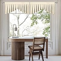 Vista 2 de Cenefas de Cortina Beige para Sala de Estar - Cenefa con Bolsillo para Varilla para Cubiertas de Ventana, Cortinas de Ventana para Dormitorio