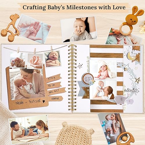 Miniatura 6 de Hiwhy Álbum de fotos de 8 x 8 pulgadas, libro de recortes, libro de recuerdos, 40 páginas blancas en blanco con cubierta de lino para parejas,