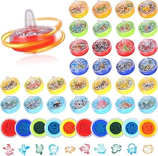C.N. 36 Pcs Assorted Stamps for Kids, Self-Ink Stamps Cartoon Plastic Stamps Spinning Tops School Teacher Stamps for Classroom Prizes Birthday Gifts Goodie Bag Stuffers Birthday Party Favors Supplies