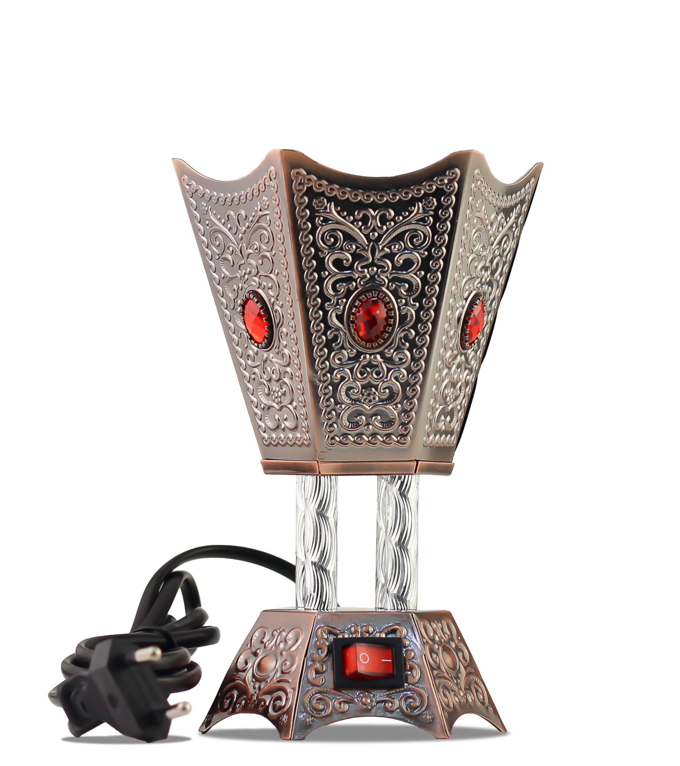 Arabian Electric Incense Burner Metal Vintage Arabic Burner - Middle Eastern Incense Holder, Electric Bakhoor Burner Suitable for Arabian Oud, Home & Hotel Decor (Style 16)