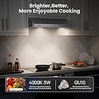 Vista 8 de VIKIO HOME Under Cabinet Range Hood 30 Inch, 1200 CFM Dual-Motor Kitchen Vent with LED Lights, Button Control, Ducted Vent Hood, Reusable 5-Layer