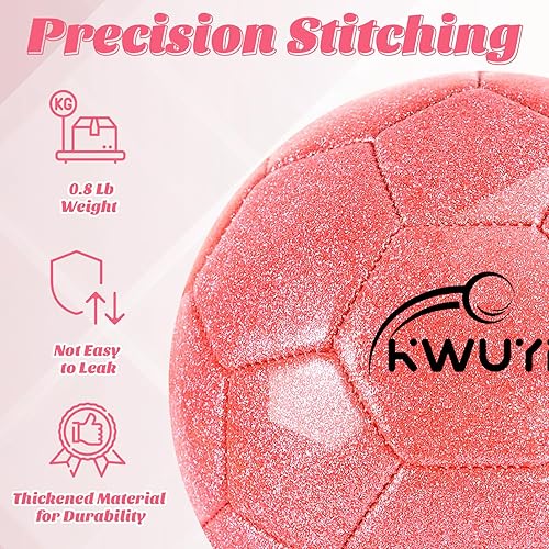 Miniatura 5 de Tamaño 3, 4, 5, juego de balón de fútbol rosa dorado morado con brillantina, pelota de fútbol juvenil para niños de 4 a 6 años, 6 a 8 y 12 años,