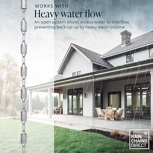 Miniatura 6 de Rain Chains Direct - Cadena de lluvia festoneada - 8.5 pies - Aluminio fresado duradero - Cadenas de lluvia premium para canaletas