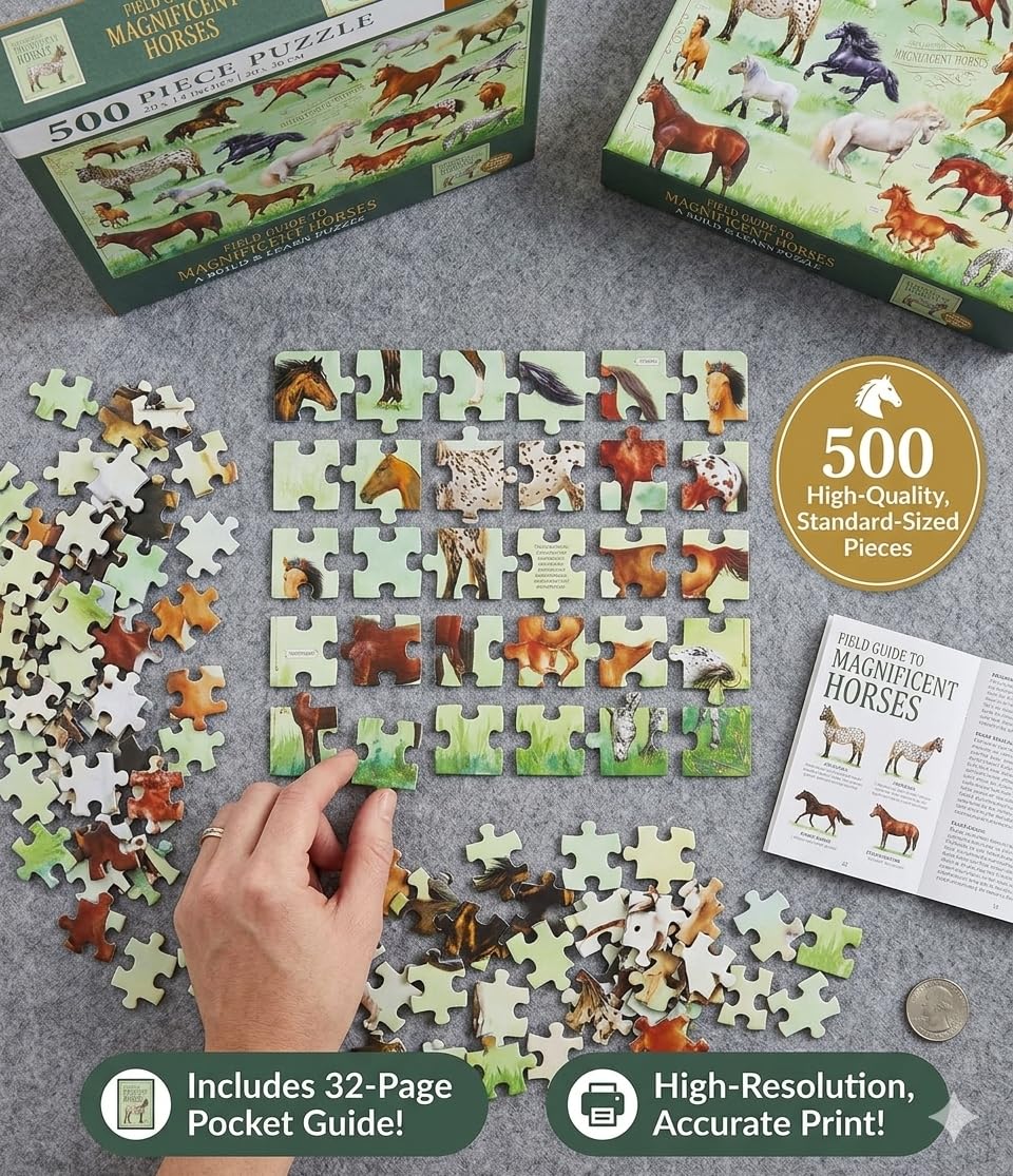 Amazon | 馬のジグソーパズル 500ピース - 壮大な馬 20インチ x 14
