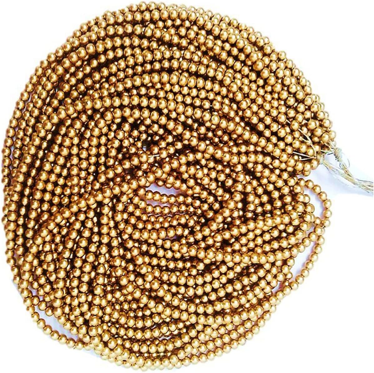 Jasol aari Work Antic Gold Beads for Sarees aari Work embrodery Work etc Pack of 12 Chain Bunch 40 cm/12 chain/1224 Pices (4mm)