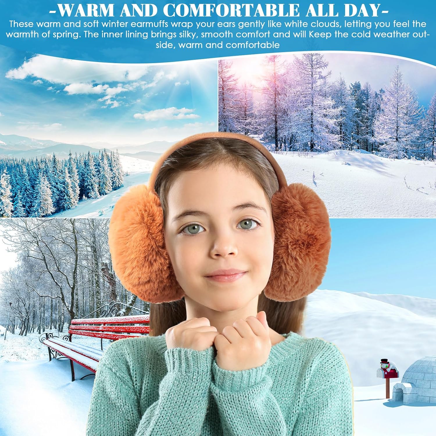 Suhine 16 Pcs Winter Ear Muffs Faux Fur Warm Earmuffs Bulk Cute Plush Foldable Women's Earmuffs Outdoor Ear Warmer for Winter