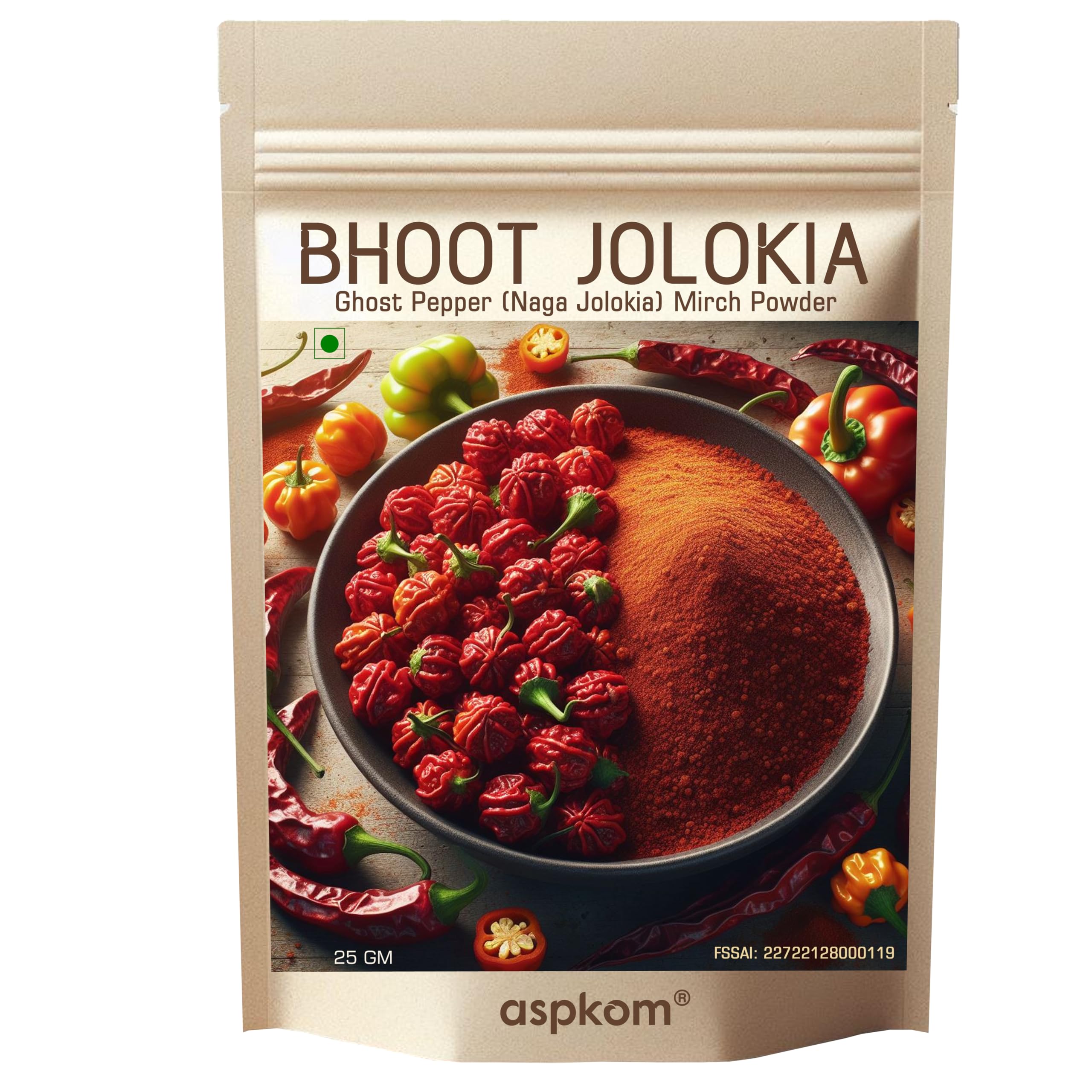 aspkom Ghost Pepper Whole, 25g Pack, Organic, Non-GMO, Gluten Free, Vegan, 100% Pure Bhoot Jolokia (Naga Mirch) Chilly Powder from Northeast India (B0CZ7DKCM8) Amazon Price History, Amazon Price Tracker