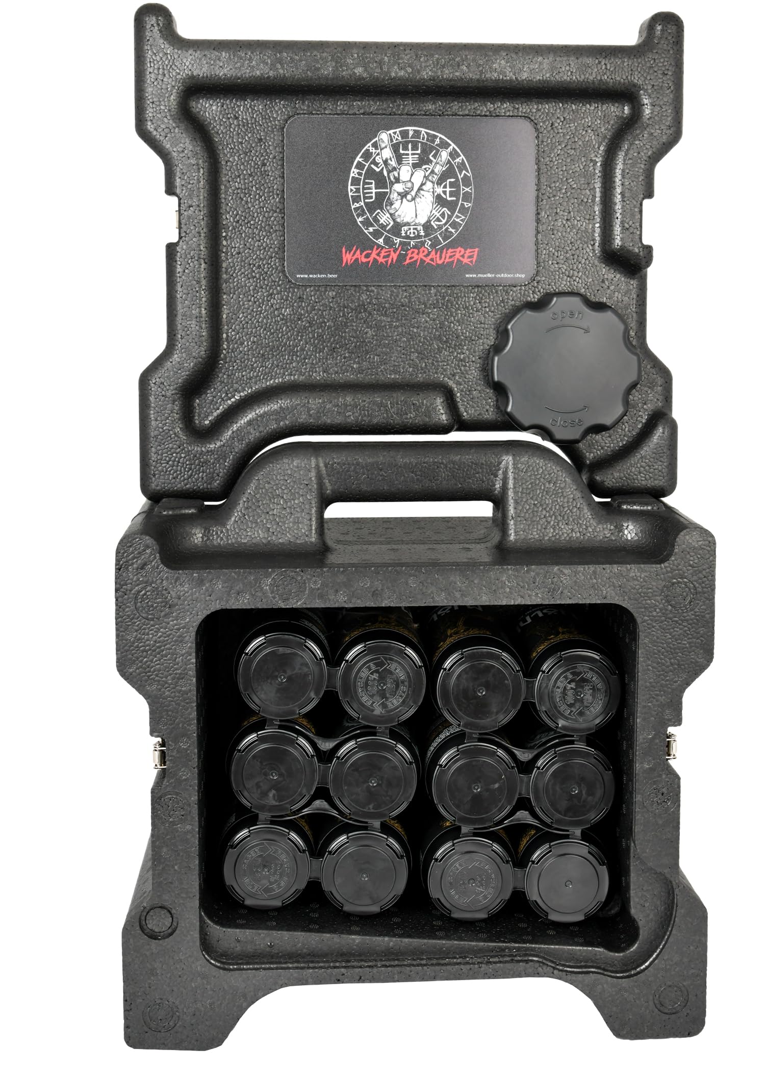 WACKEN BRAUEREI Dosenbutler Bierkühlbox für 12 Bierdosen | Passive Kühlbox für bis zu 0,5 Liter Dosen, Beer Box für Festival, Outdoor, Grillen