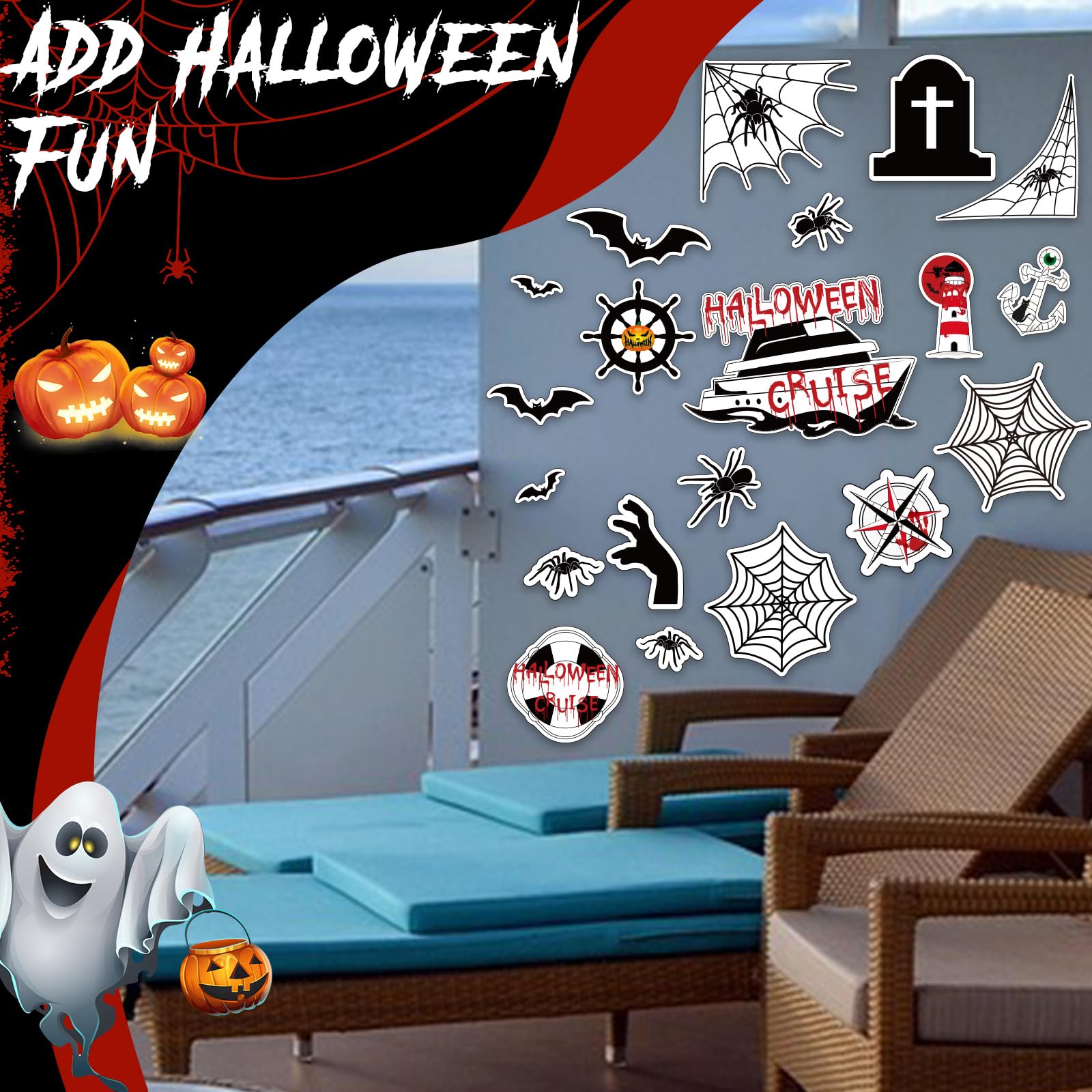 Snapklik.com : 26pcs Halloween Cruise Door Magnets Decorations, Scary