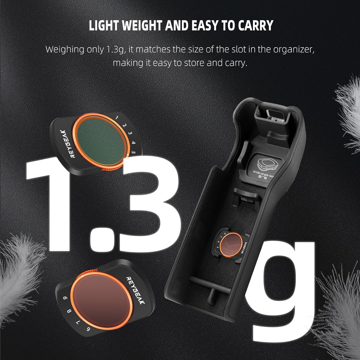 REYGEAK Pocket 3 Variable ND Lens Filters Kit VND 2-32 (1-5 Stop) and VND 64-512 (6-9 Stops) Compatible with DJI Osmo Pocket 3, Aluminum Alloy Frame
