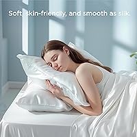 Vista 9 de Bedsure Fundas de almohada tamaño estándar, Fundas de almohada refrescantes, Fundas de almohada de rayón derivado de bambú blanco tamaño estándar