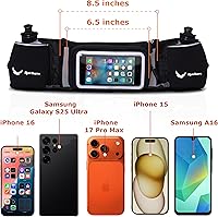 Vista 4 de Cinturón de hidratación No. 1 - Cinturón de combustible de alta calidad para correr con 2 botellas de agua de 10 onzas sin BPA, bolsillo inclinado