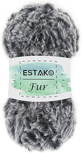 Estako Piel 100% poliéster, suave, súper grueso, esponjoso, pelo sintético, hilo de tejer y ganchillo, 3.52 oz (100gr) 71 yardas (213.3 ft) (40907 -