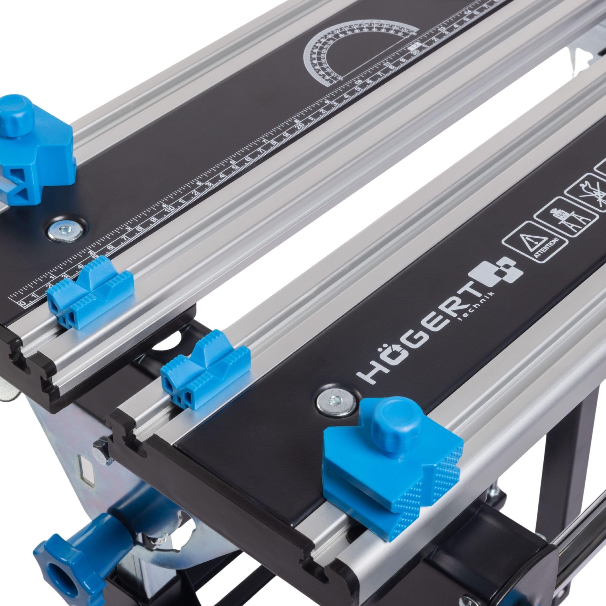 HÖGERT TECHNIK – Klappbarer, höhen- und neigungsverstellbarer Werkstatttisch 600x570x770–1070 mm mit Aluminiumplatte, Spannbacken, Winkelverstellung und Maßskala