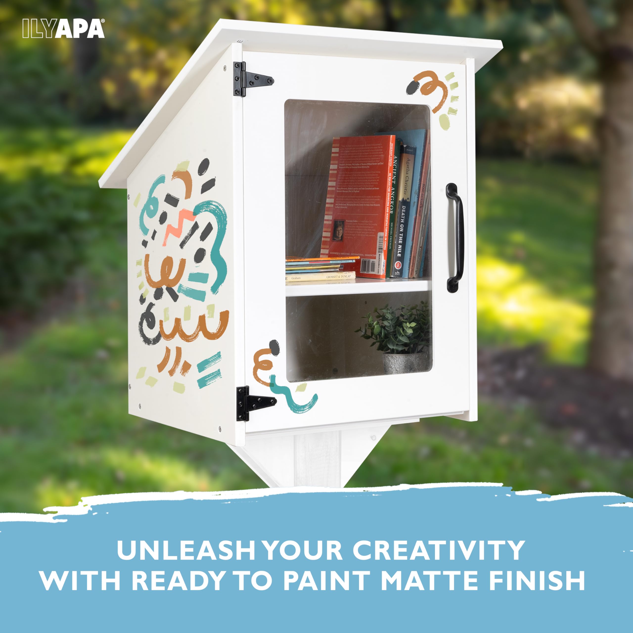Ilyapa Little Library Box Outdoor - 16x14x23 Inch, White All