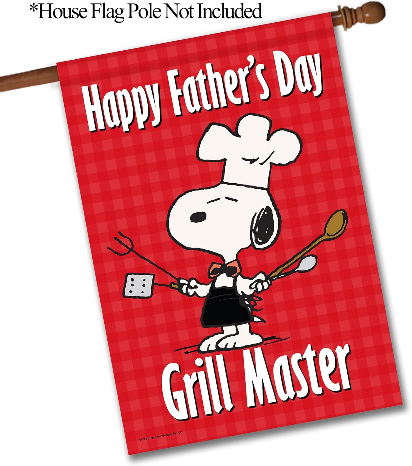 Flagology.com, PEANUTS®, PEANUTS® Happy Father's Day Grill Master – House Flag 28" x 40", Officially Licensed PEANUTS®, Father's Day