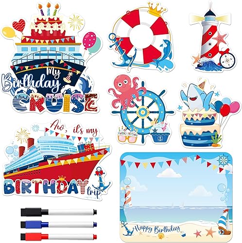 Miniatura 12 de Decoraciones magnéticas para puerta de crucero, 12 piezas de imanes náuticos tropicales familiares para crucero, divertidos letreros magnéticos para