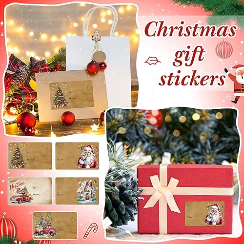 Vista 53 de Outus 500 etiquetas de Navidad, etiquetas autoadhesivas de regalo para regalos de Navidad, etiquetas de nombre de Navidad, etiquetas para papel