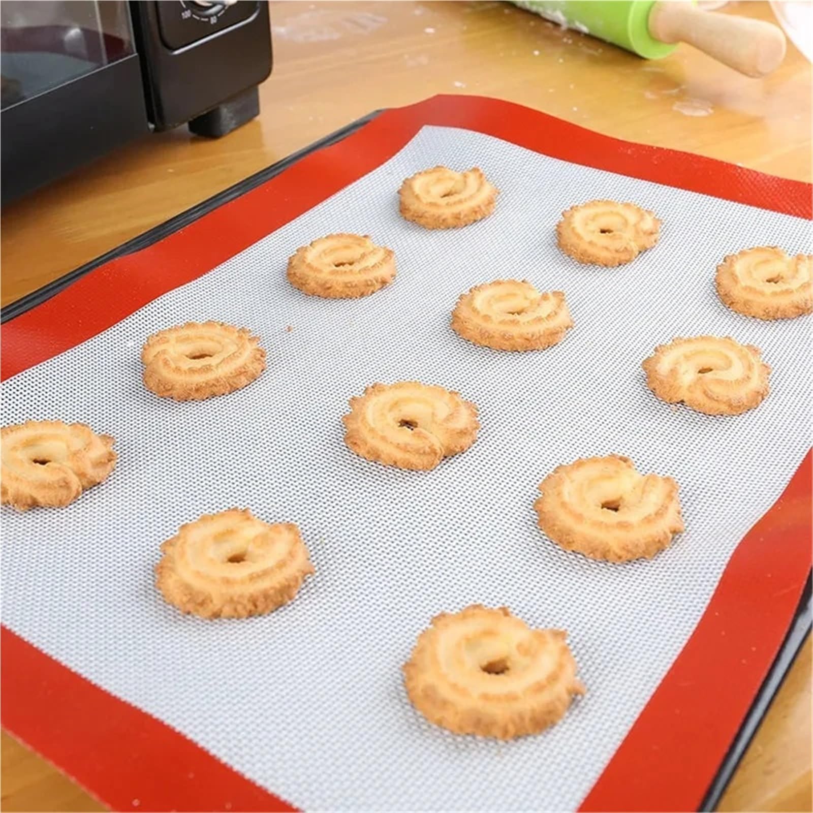 2 pezzi tappetino da forno antiaderente macaron fondente for biscotti foglio strumenti for pasticceria for pasta rotolante for torta cucina Per Biscotti, Impasti(42x29.5cm)