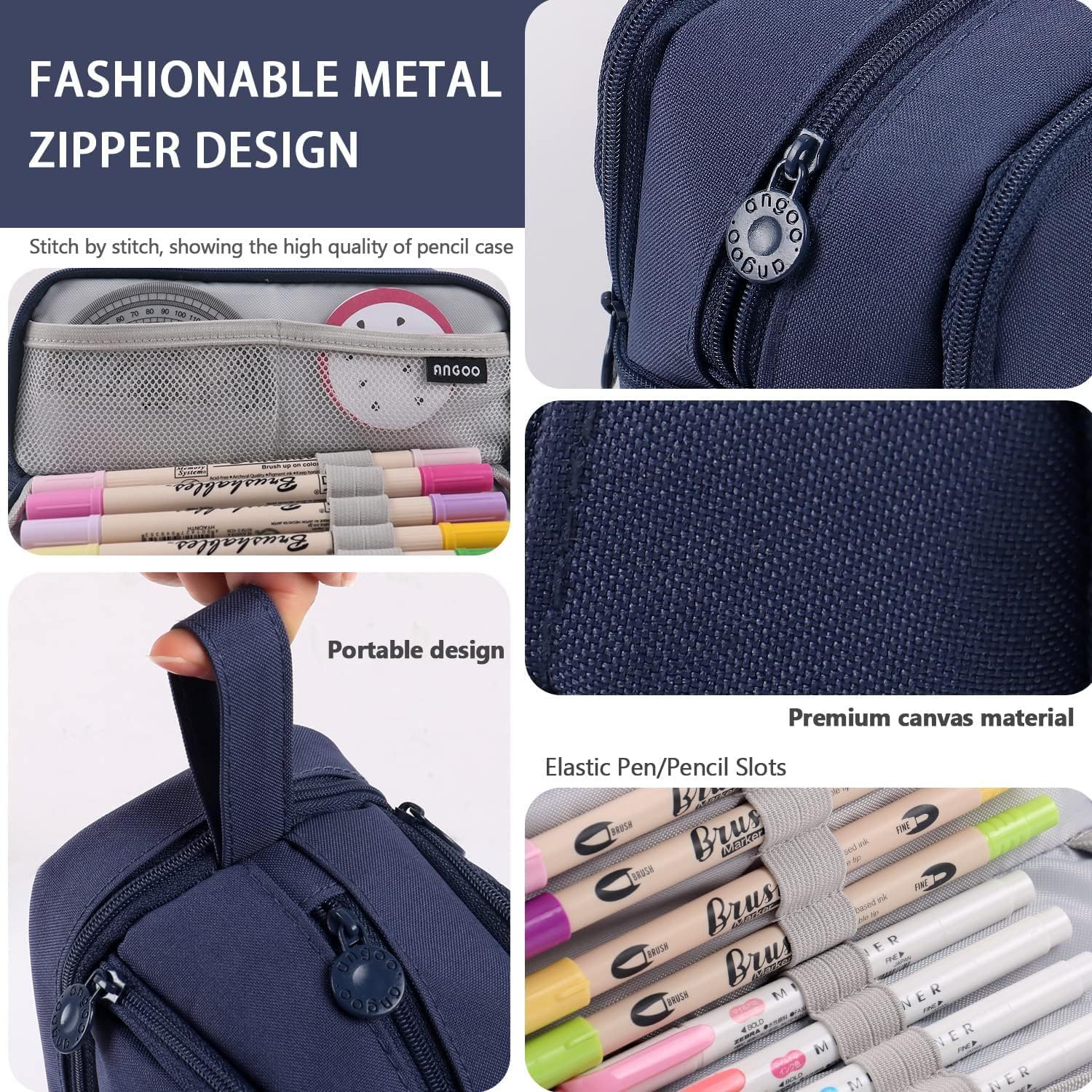 Estuche de gran capacidad, doble ventana, estuche de doble capa, multifuncional, para estudiantes de primaria y secundaria