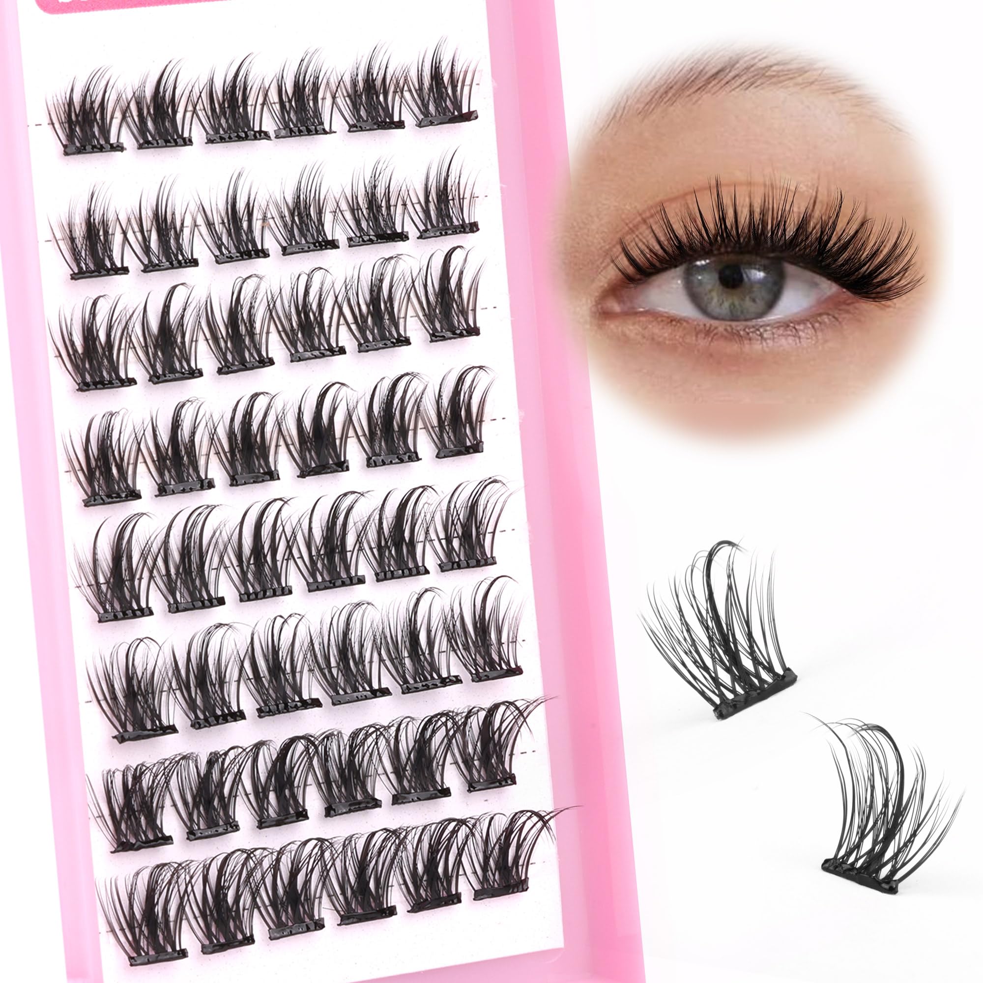Self Adhesive Eyelashes Lash Clusters Wispy Self Adhesive Individual Lashes 48pcs DIY Eyelash Extension CD Curl Cluster Lashes Extensions