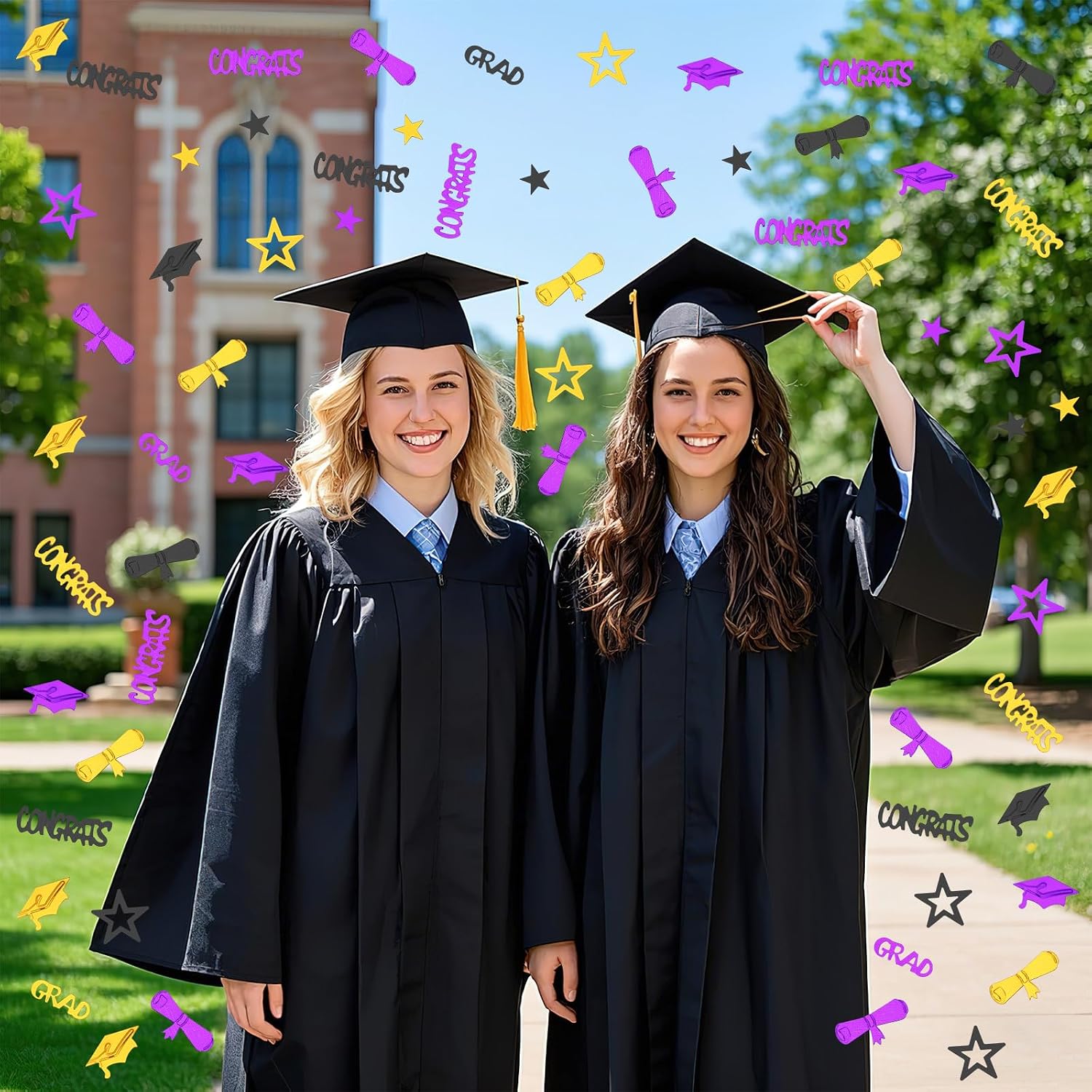 MARFOREVER Graduation Confetti Decorations, 2026 Black Gold Purple Party Table Confetti for 2026 Graduation Theme Events Class of 2026 Supplies Congrats Grad 2026 Party Decorations
