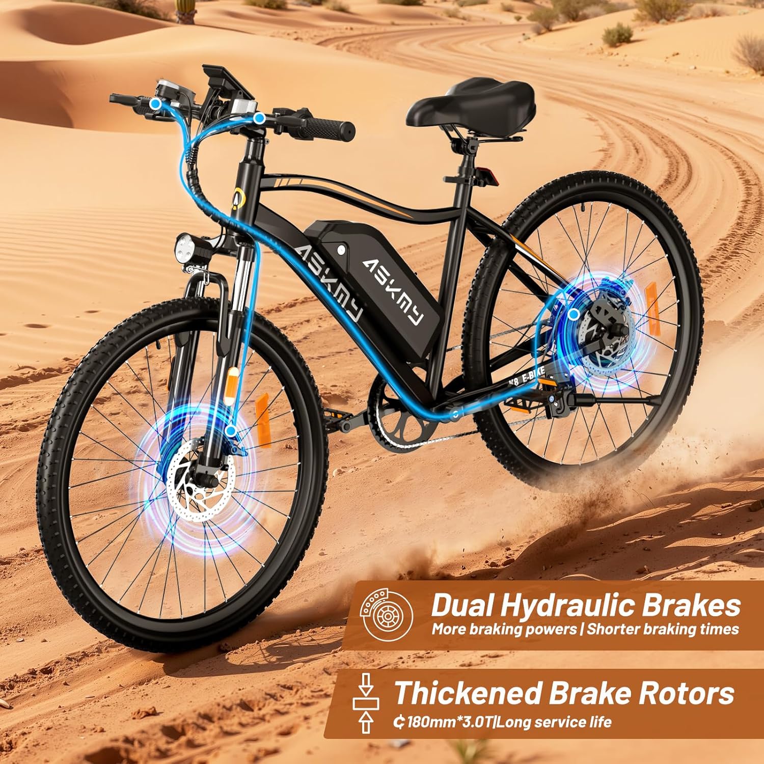 Electric Bike for Adults 750W Peak Motor, 26 Inch Mountain E-Bike with 48V Removable Battery, 7-Speed, Front Fork Suspension, Commuter Electric Bicycle with 25MPH and 40-55Miles PAS Range