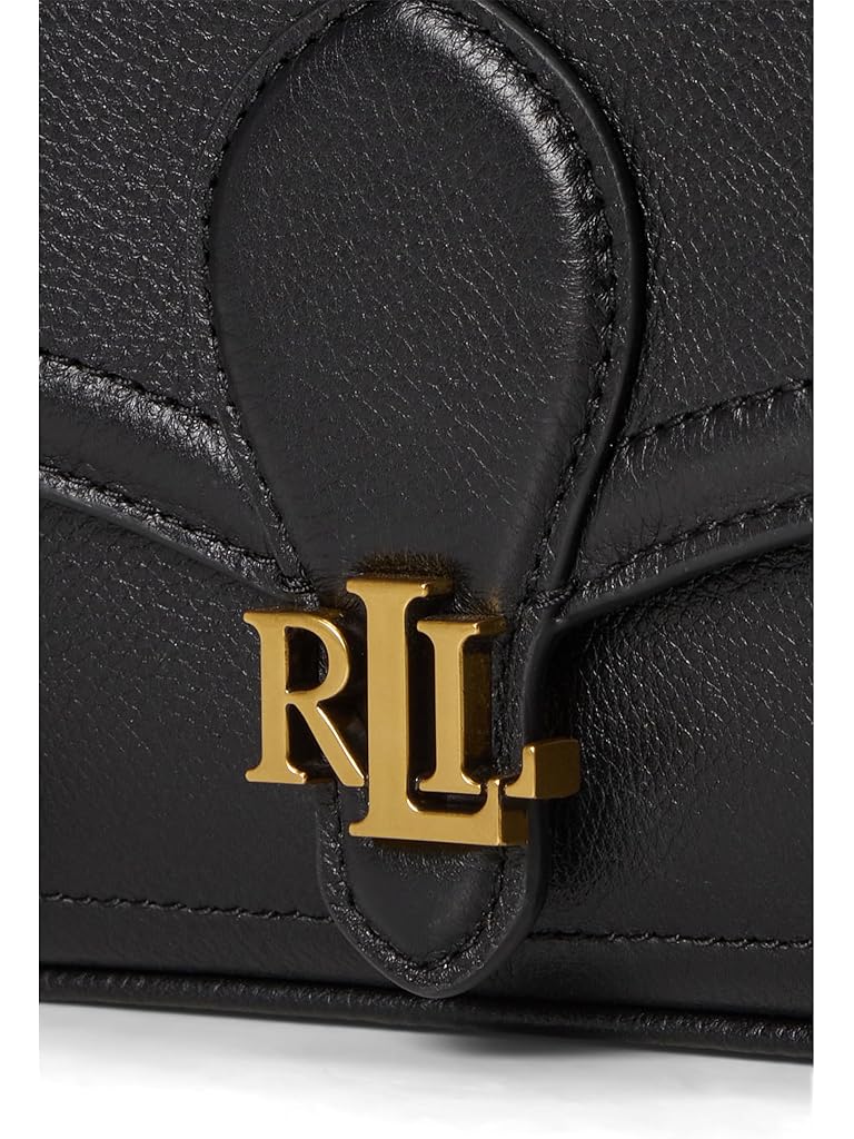 Black Lauren Ralph Lauren Pebbled Leather Bradley Crossbody Wallet