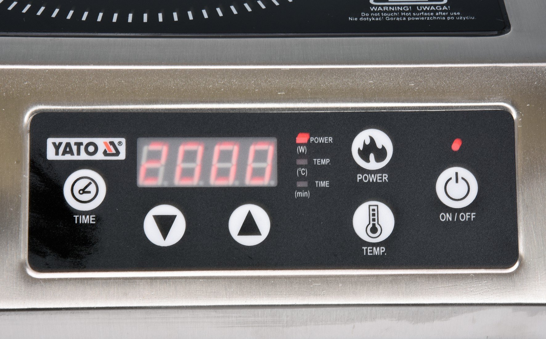YATO Plaque de cuisson à induction numérique professionnelle 3500 W en acier inoxydable avec choix numérique de la température - Plaque à induction