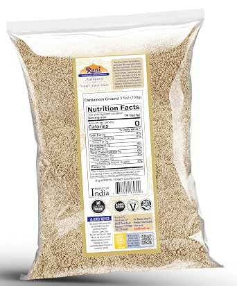 Rani Cardamom (Elachi) Ground, Powder Indian Spice 3.5oz (100g) ~ All Natural | No Color Added | Gluten Friendly | Vegan | NON-GMO | Kosher | No Salt or Fillers