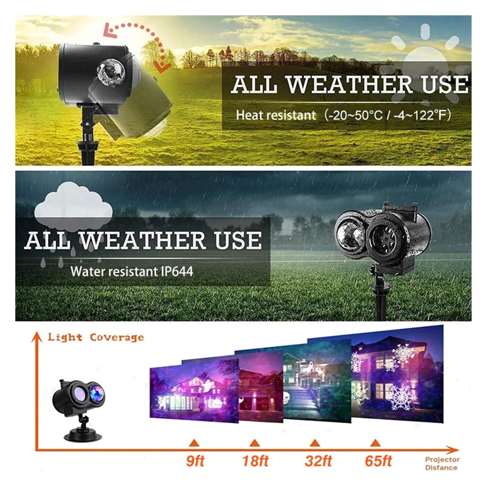 Projecteur Noel Exterieur, Projecteur LED de noël avec télécommande, étanche, Lampe de Paysage d'extérieur, Halloween, décoration de Jardin, fête de noël, Vacances(16 Patterns)